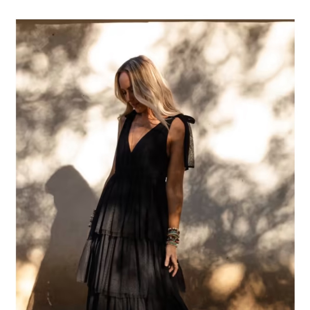 In Bloom Black Layered Maxi Dress
